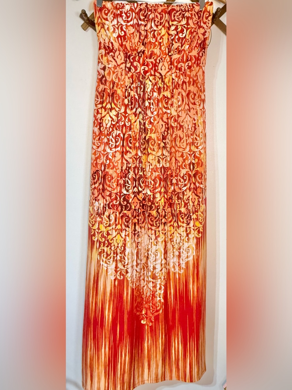 Soma maxi dress convertible strapless tapestry summer vacation orange red NWT - Picture 1 of 9